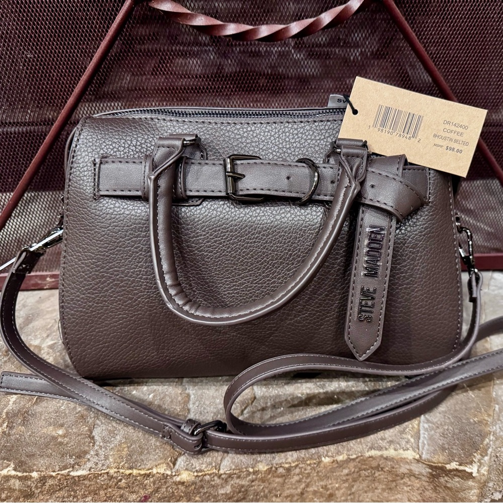 NWT STEVE MADDEN BHOUSTIN BELTED PURSE color: Coffee Retails $98.00